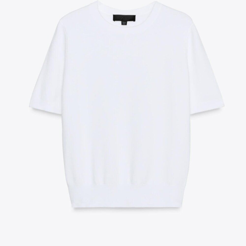 Zara White Short Sleeve Sweater